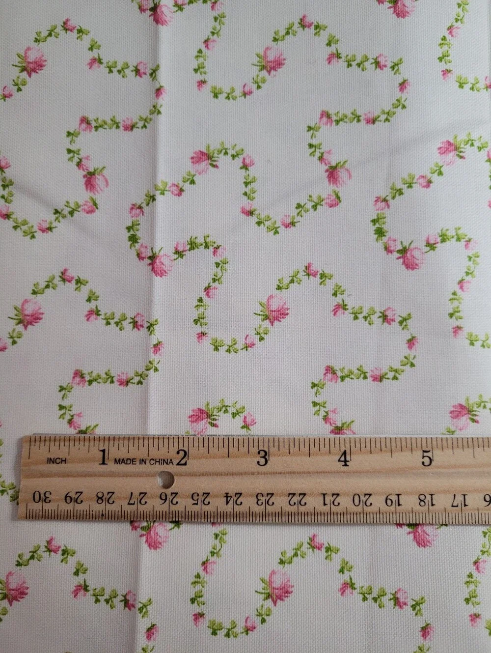 John Wolf Decorative Fabrics Pink Floral Vine Cream Sewing Fabric (1502)